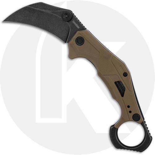 Kershaw Outlier Karambit 2064TANBW Knife - Assisted - Blackwash 8Cr13MoV Hawkbill - Tan G10 - Flipper Folder