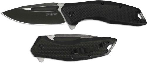 Kershaw Flourish 3935 Knife EDC Drop Point Assisted Flipper Folder Black G10 Carbon Fiber