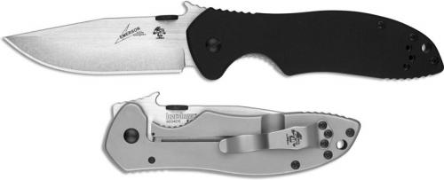 Kershaw CQC-6K D2 Knife 6034D2 - Ernest Emerson - D2 Clip Point with Wave - Black G10 and Stainless Steel Frame Lock Folder