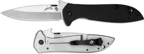 Kershaw CQC-4KXL D2 Knife 6055D2 - Ernest Emerson - D2 Drop Point with Wave - Black G10 and Stainless Steel Frame Lock Folder