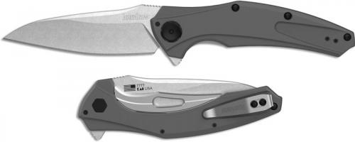 Kershaw 7777 Bareknuckle Stonewash Drop Point Gray Aluminum KVT Flipper Folder USA Made