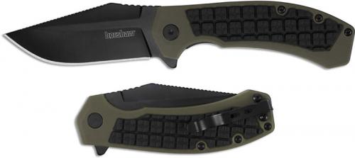 Kershaw 8760 Faultline Black Clip Point OD FRN and Black Rubber KVT Flipper Folder