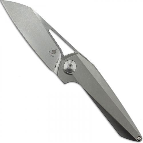 Kizer Theta Ki4514 Elijah Isham EDC Wharncliffe Blade Hidden Flipper Tab Titanium Frame Lock Folder