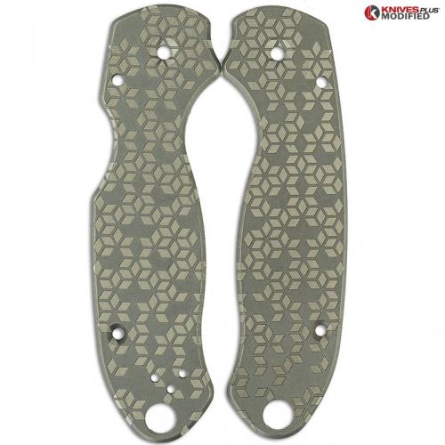 ENGRAVED Flytanium Titanium Scales for Spyderco Para 3 - Geometric 1 - Stonewash Finish