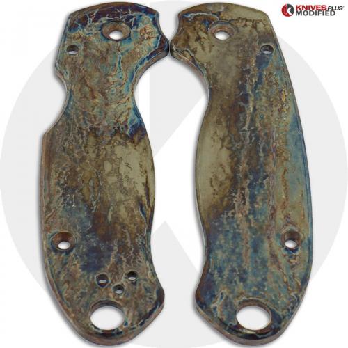 MODIFIED Flytanium Titanium Scales for Spyderco Para 3 Knife - MAYHEM FINISH