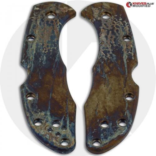 MODIFIED Flytanium Titanium Scales for Spyderco Delica 4 Knife - MAYHEM FINISH