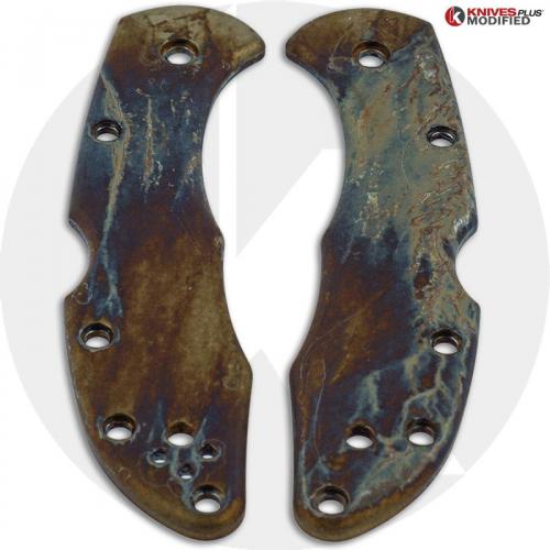 MODIFIED Flytanium Titanium Scales for Spyderco Delica 4 Knife - MAYHEM FINISH