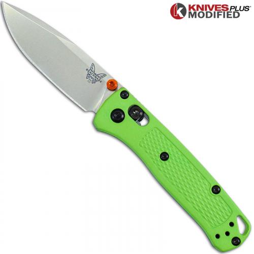 MODIFIED Benchmade Mini Bugout Michelangelo Lime Green 533 Knife - Satin Blade - Rit Dyed Handle