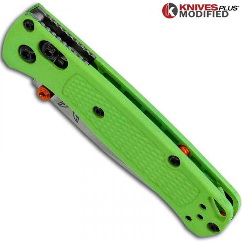 MODIFIED Benchmade Mini Bugout Michelangelo Lime Green 533 Knife - Satin Blade - Rit Dyed Handle