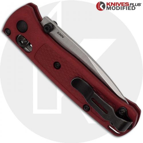 MODIFIED Benchmade Mini Bugout Red Dragon 533 Knife - Satin Blade - Rit Dyed Handle - KP Black Thumbstud & Standoffs