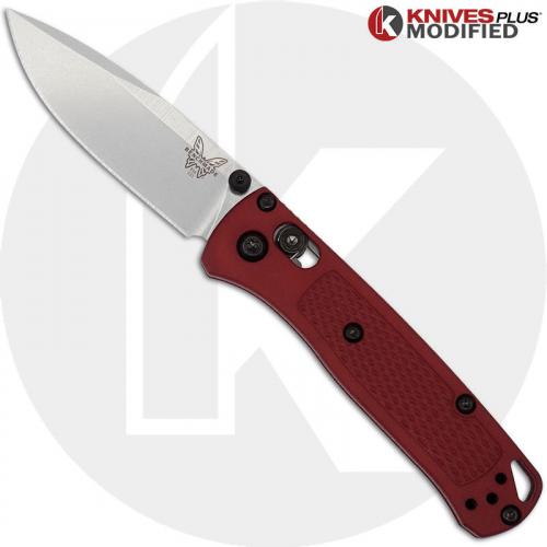 MODIFIED Benchmade Mini Bugout Red Dragon 533 Knife - Satin Blade - Rit Dyed Handle - KP Black Thumbstud & Standoffs