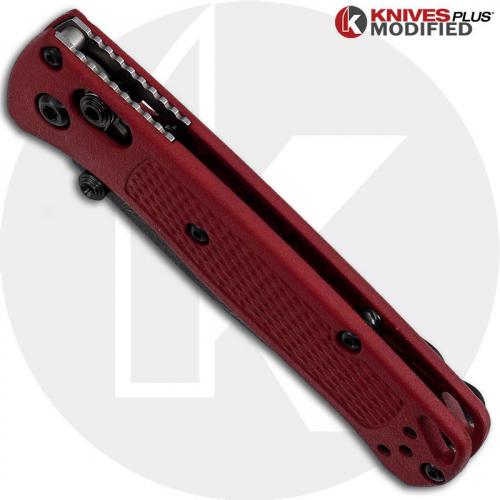 MODIFIED Benchmade Mini Bugout Red Dragon 533 Knife - Acid Stonewash - Rit Dyed Handle - KP Black Thumbstud & Standoffs