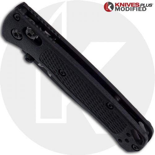 MODIFIED Benchmade Mini Bugout Blackout 533BK-1 Knife - Black Blade - Black Rit Dyed Handle