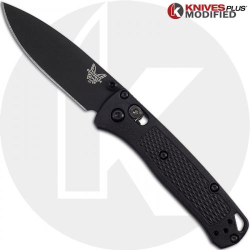 MODIFIED Benchmade Mini Bugout Blackout 533BK-1 Knife - Black Blade - Black Rit Dyed Handle