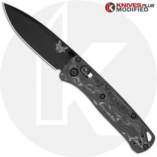 MODIFIED Benchmade Mini Bugout 533BK Knife + KP Contoured Damascus Pattern Carbon Fiber Scales