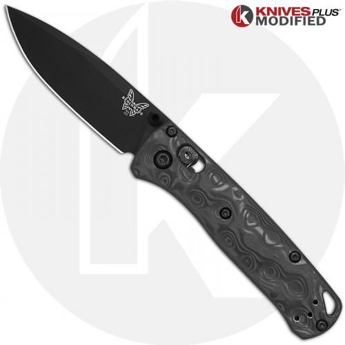 MODIFIED Benchmade Mini Bugout 533BK Knife + KP Contoured Damascus Pattern Carbon Fiber Scales