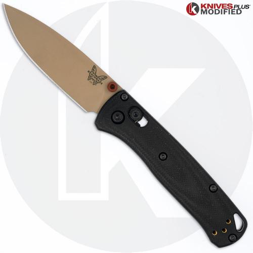 MODIFIED Benchmade Mini Bugout Elmax 533TN-2601 Knife + KP Black Contoured G10 Scales