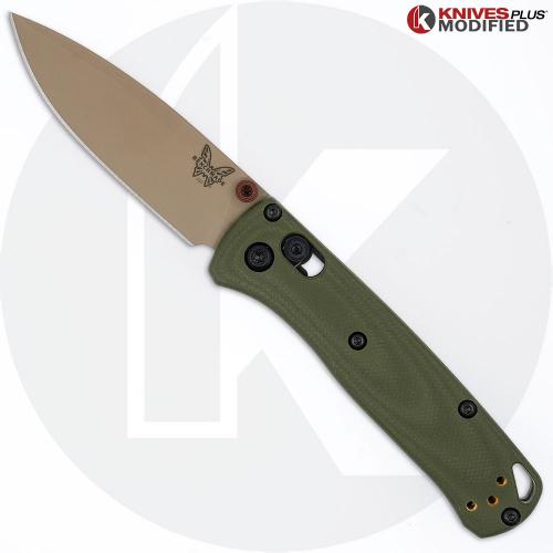 MODIFIED Benchmade Mini Bugout Elmax 533TN-2601 Knife + KP OD Green Contoured G10 Scales