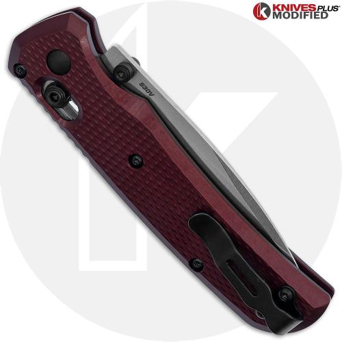 MODIFIED Benchmade Bugout 535 + KP Black Thumbstud & Standoffs + AWT Checker Milling Oxblood Scales