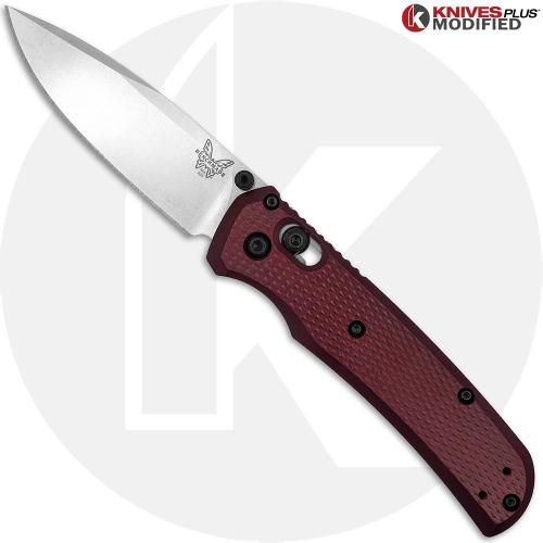 MODIFIED Benchmade Bugout 535 + KP Black Thumbstud & Standoffs + AWT Checker Milling Oxblood Scales