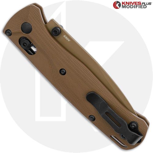 MODIFIED Benchmade Bugout 535FE-05 Knife + Flytanium Crossfade Brown G10 Scales