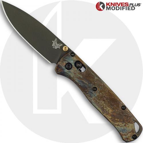 MODIFIED Benchmade Bugout 535GRY-1 Knife & Titanium Flytanium Scales - MAYHEM FINISH