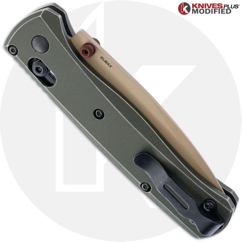 MODIFIED Benchmade Bugout 535TN-2601 Knife + KP Stonewash Panzer Green Titanium Scales