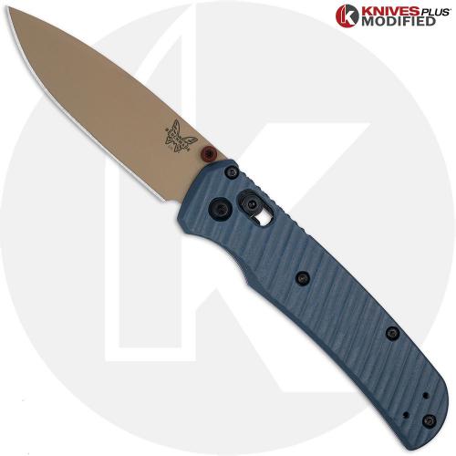 MODIFIED Benchmade Bugout 535TN-2601 Knife + AWT Archon Midnight Blue Aluminum Scales