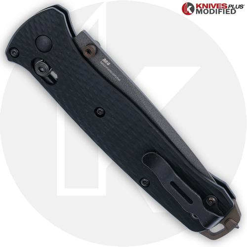 MODIFIED Benchmade Bailout 537GY-03 Knife - Regrind M4 Tanto - Black Anodized Aluminum