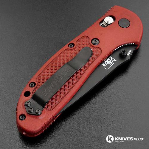 MODIFIED Benchmade Griptilian 551SBKSN - Part Serrated Black Blade - Blood Rit Dye Handle