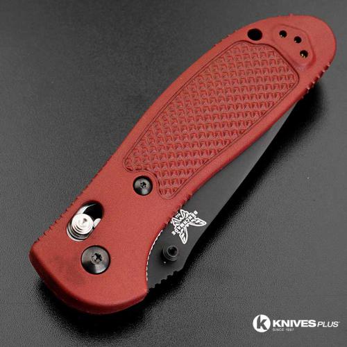 MODIFIED Benchmade Griptilian 551SBKSN - Part Serrated Black Blade - Blood Rit Dye Handle