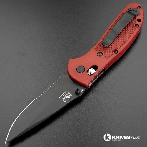 MODIFIED Benchmade Griptilian 551SBKSN - Part Serrated Black Blade - Blood Rit Dye Handle