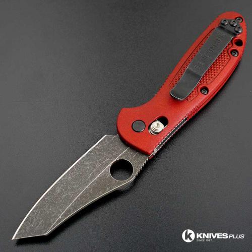 MODIFIED Benchmade Mini Griptilian 555HG - The Red Dragon - Acid Stonewash - Regrind