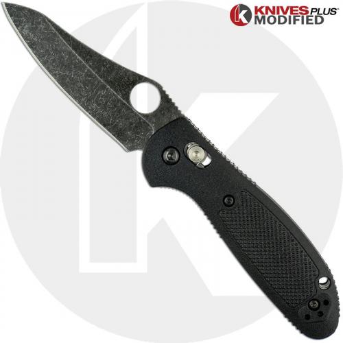 MODIFIED Benchmade Mini Griptilian Knife 555 - S30V - Acid Stonewash - Sheepsfoot