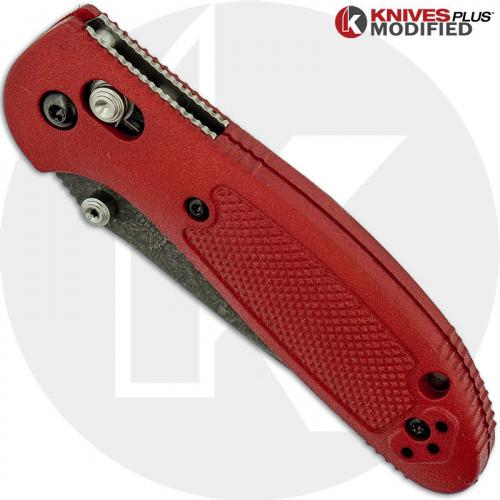 MODIFIED Benchmade Mini Griptilian Knife 556 - S30V - The Red Dragon - Acid Stonewash Blade