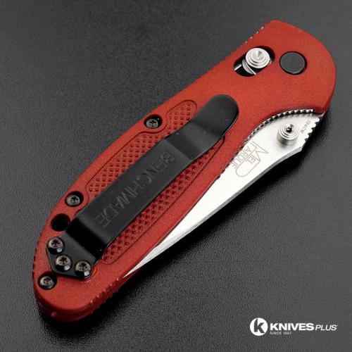 MODIFIED Benchmade Mini Griptilian Knife - Part Serrated - The Red Dragon - Satin