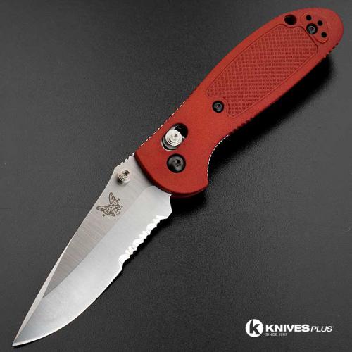 MODIFIED Benchmade Mini Griptilian Knife - Part Serrated - The Red Dragon - Satin