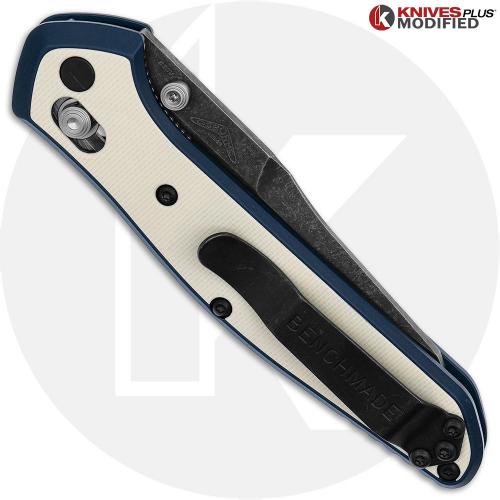 MODIFIED Benchmade 940-2 Osborne Knife - Acid Stonewash - AWT Exclusive Midnight Blue Scales with G10 Inlay