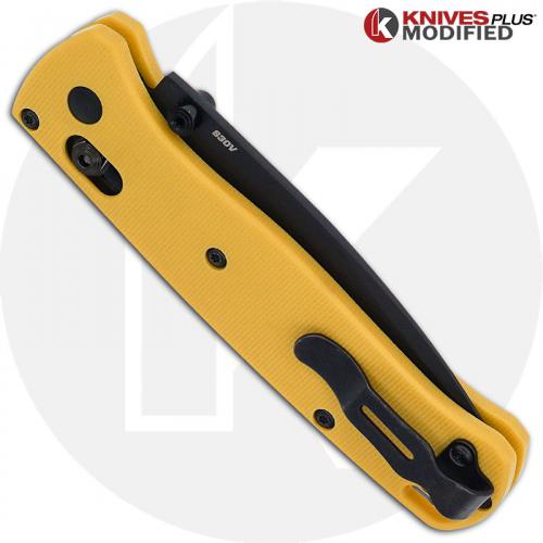 MODIFIED Benchmade Bugout 535BK Knife + KP Chrome Yellow G10 Scales