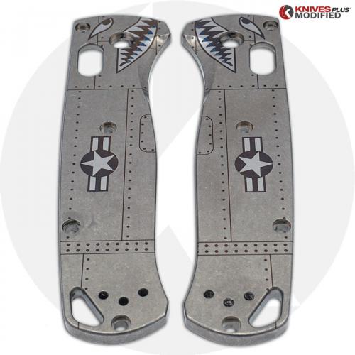 KP Custom Titanium Scales for Benchmade Bugout Knife - Stonewash Finish - Warthog Engraved