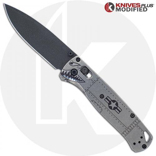 KP Custom Titanium Scales for Benchmade Bugout Knife - Stonewash Finish - Warthog Engraved
