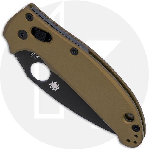 MODIFIED Spyderco Manix 2 Knife with Black DLC Blade + AWT Linerless Manix FDE Scales + Light Spring Kit