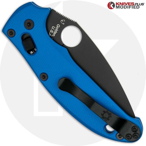 MODIFIED Spyderco Manix 2 Knife with Black DLC Blade + AWT Linerless Manix Cobalt Blue Scales + Light Spring Kit