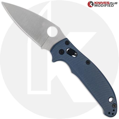 MODIFIED Spyderco Manix 2 Salt Satin MagnaCut Knife + AWT Exclusive Midnight Blue Scales - Aggressive Milling