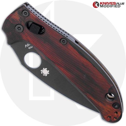 MODIFIED Spyderco Manix 2 Knife with Black DLC Blade + AWT Custom Anodized Scales + Light Spring Kit