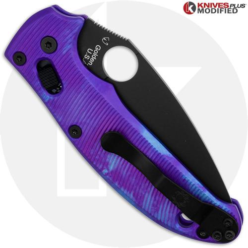 MODIFIED Spyderco Manix 2 Knife with Black DLC Blade + AWT Custom Anodized Scales + Light Spring Kit - 2