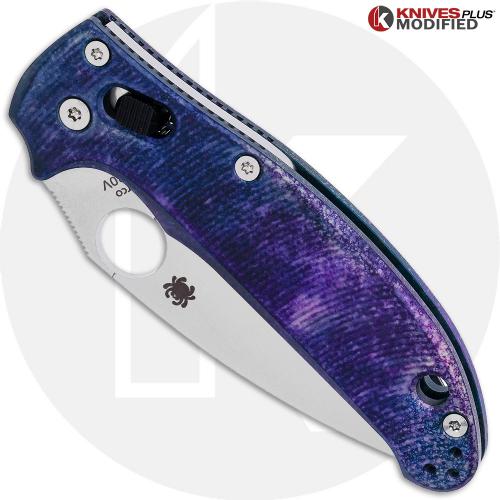 MODIFIED Spyderco Manix 2 Knife with Satin Blade + AWT Custom Anodized Scales + Light Spring Kit