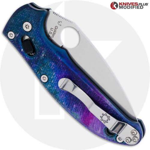 MODIFIED Spyderco Manix 2 Knife with Satin Blade + AWT Custom Anodized Scales + Light Spring Kit