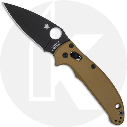 MODIFIED Spyderco Manix 2 Knife with Black DLC Blade + AWT Linerless Manix FDE Scales + Light Spring Kit