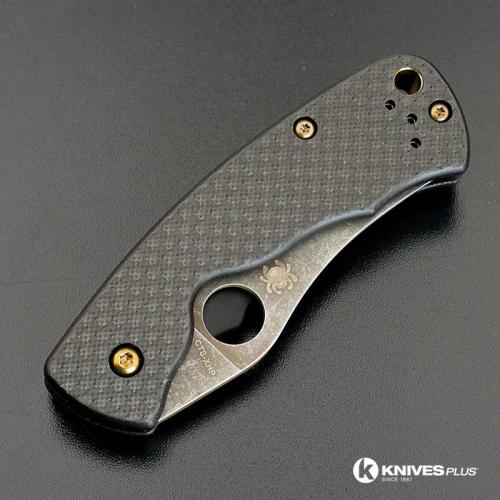 MODIFIED Spyderco Rhino C210CFP Knife - Acid Stonewash - Heat Bronzed Hardware